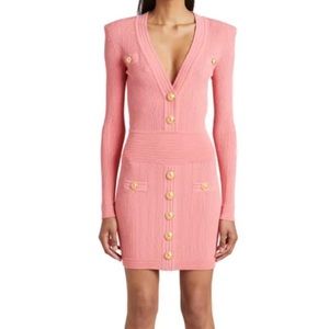 Balmain strong shoulder knit mini dress